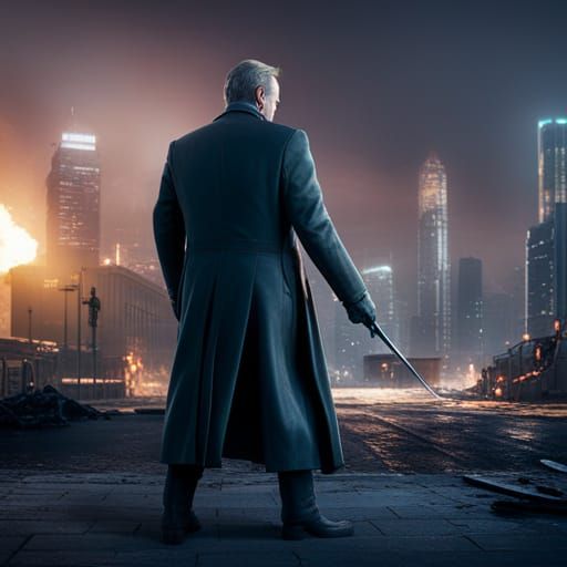 Donald Tusk as Supervillain Destroying Warsaw