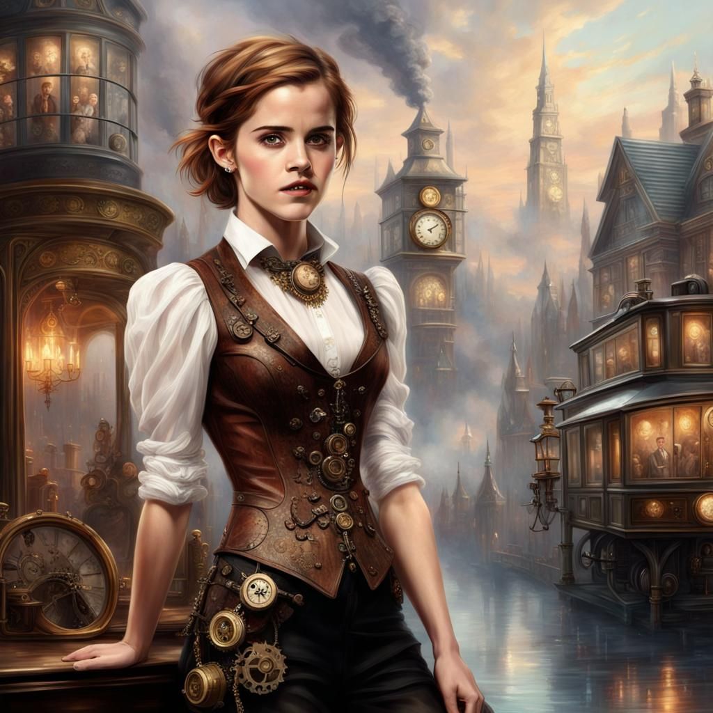 Steampunk Emma Watson in Ethereal Fantasy World
