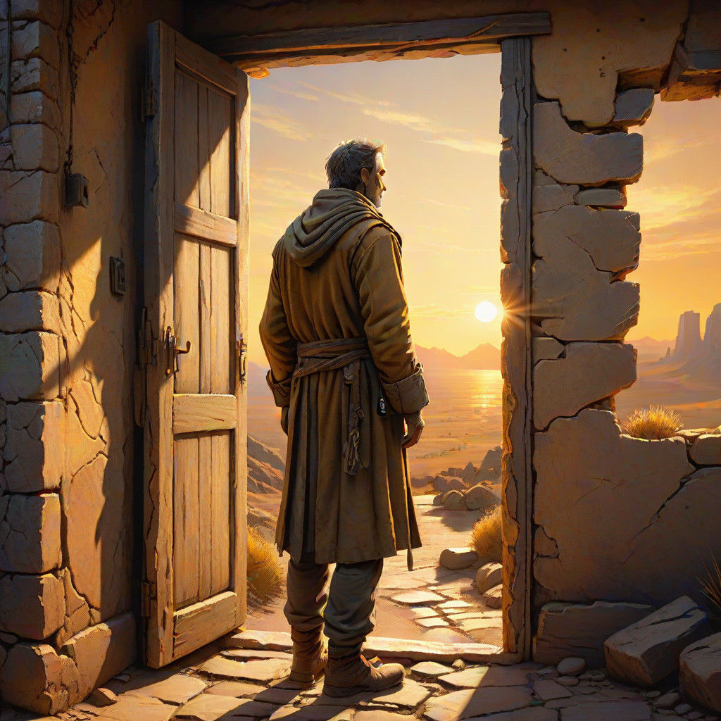 Traveler's Longing in a Golden Sunset