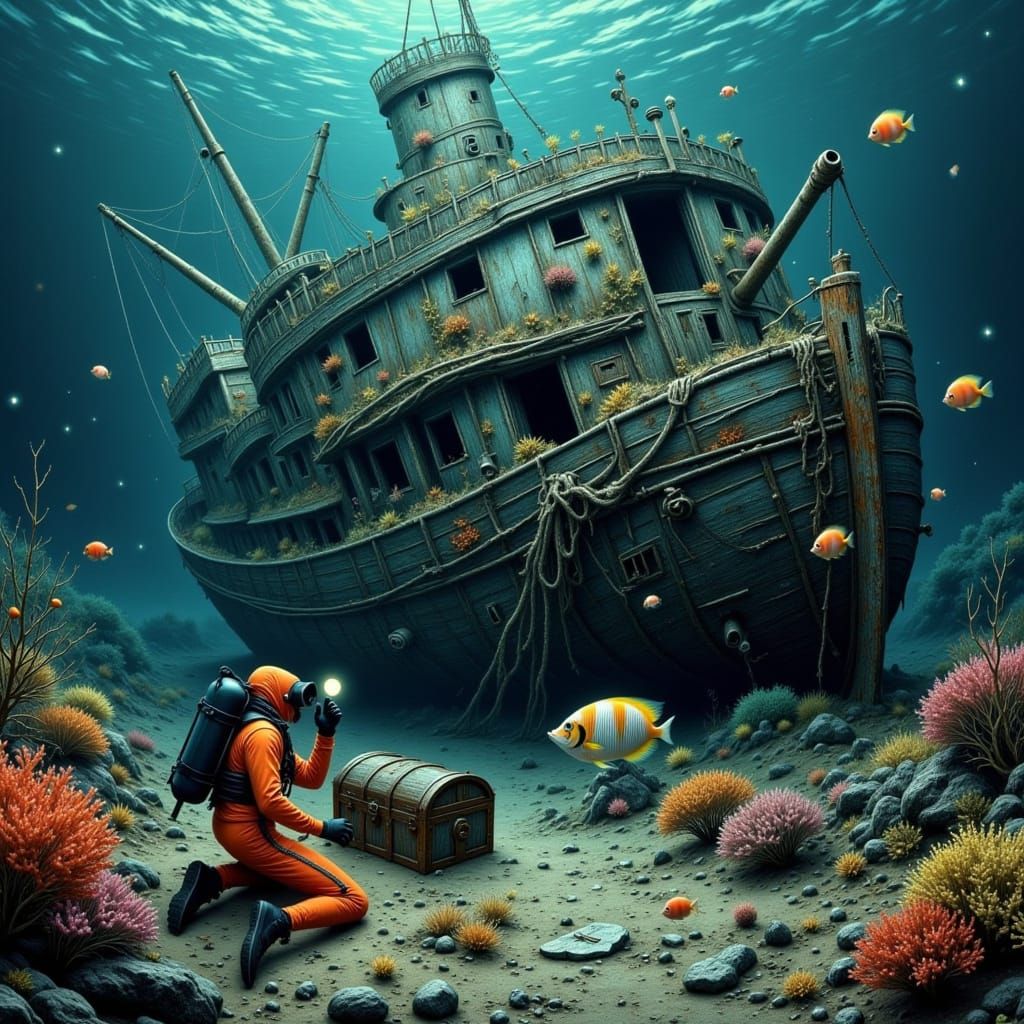 Sunken Ship Treasure Chest, Dystopian Realism Style