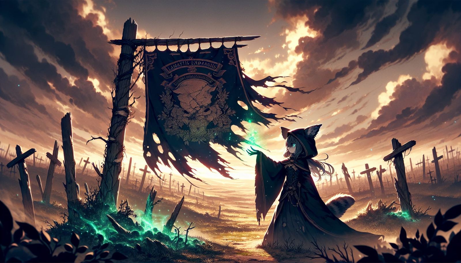 Dark Enchanting Anime Scene of Wartorn Lands