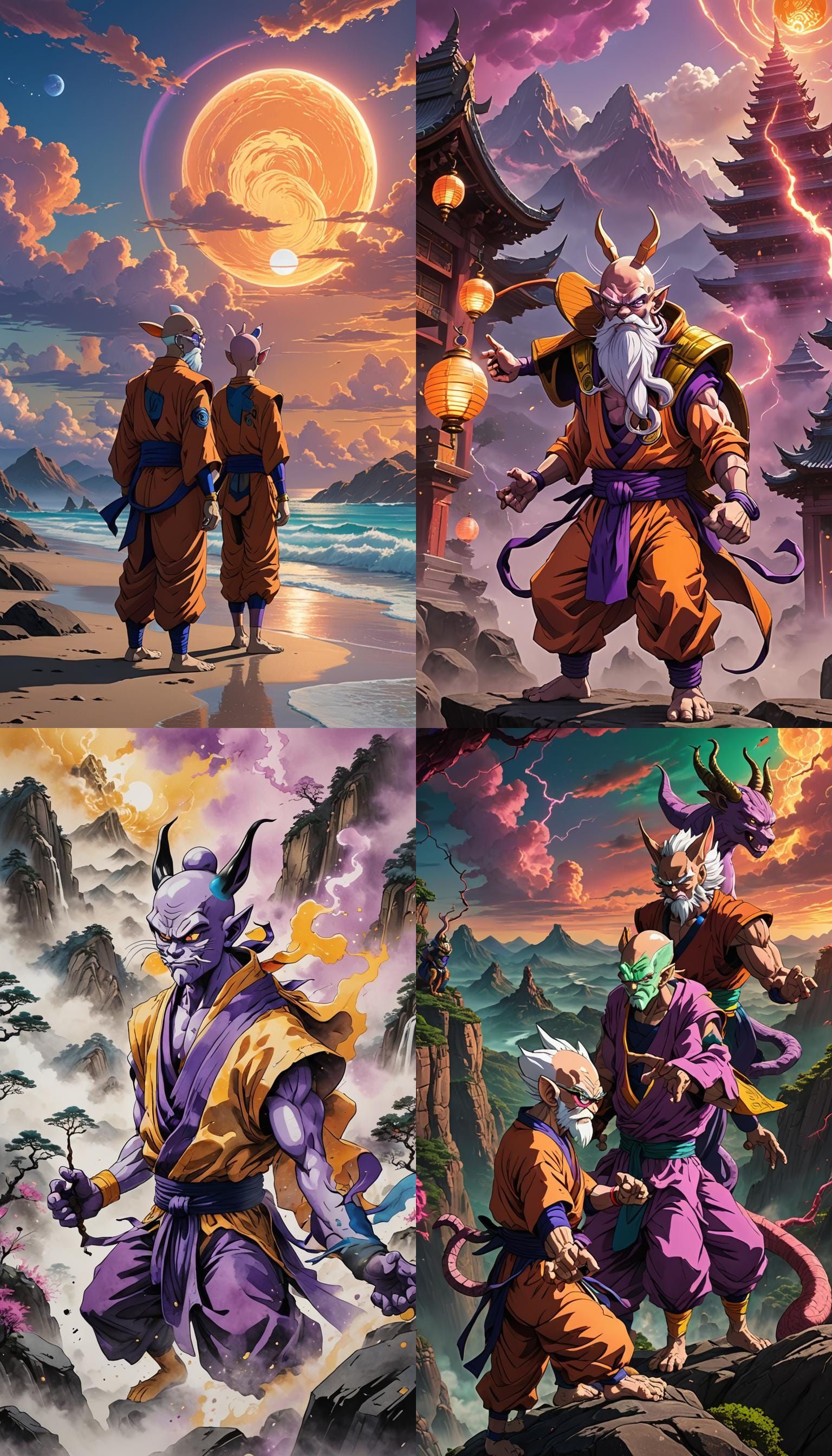 Master Roshi and Beerus: A Detailed Digital Painting