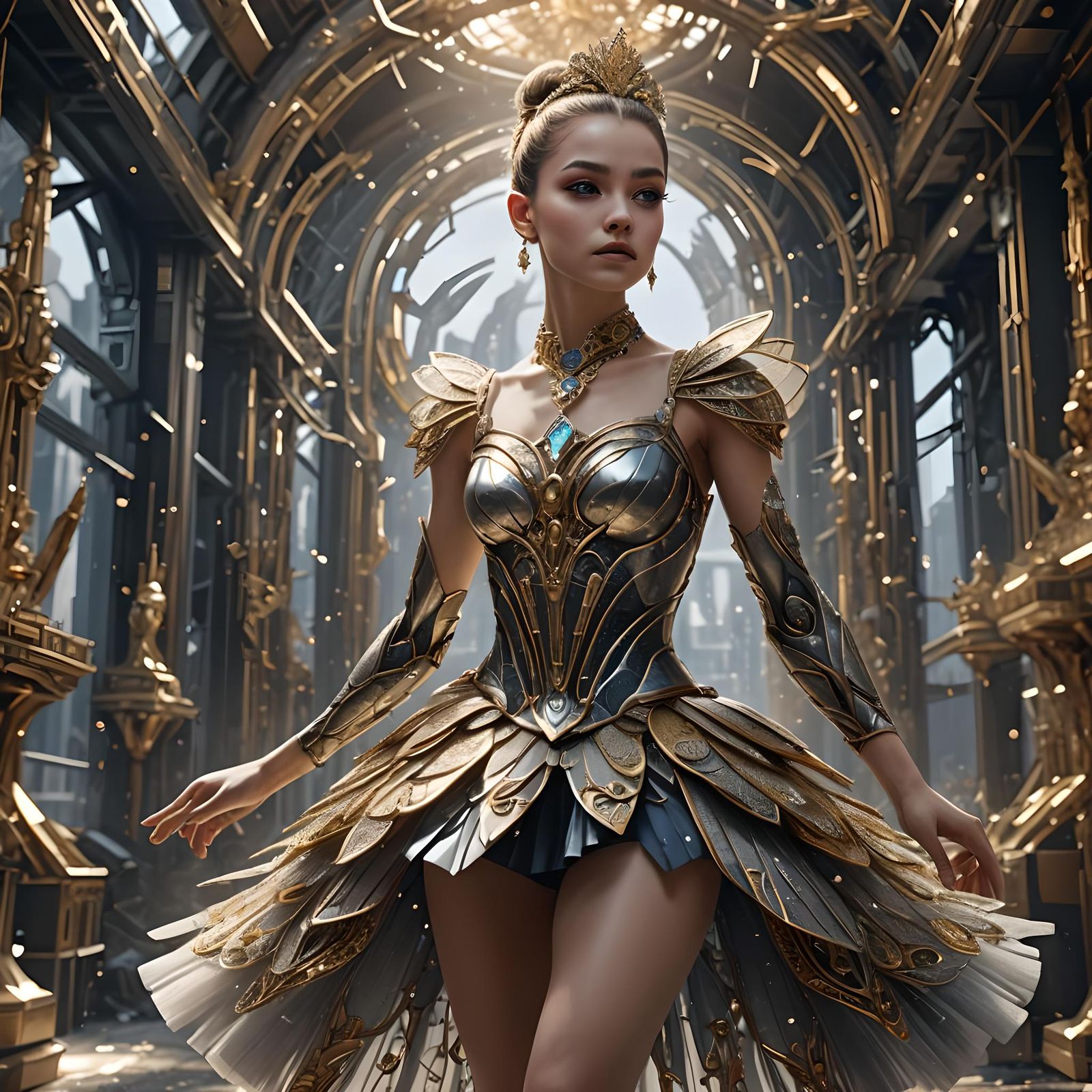 Futuristic Ballerina in Detailed Matte Painting