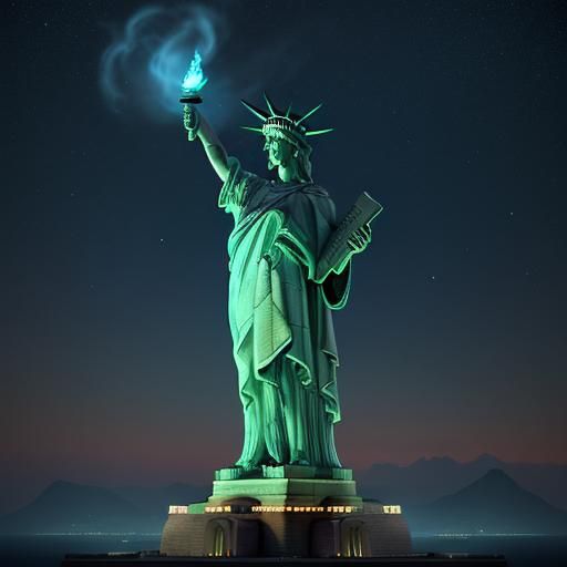 Statue of Liberty on Rollerskates: Fantastical Digital Art