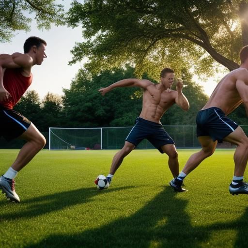 Intense Football Game in Golden Hour Sunlight