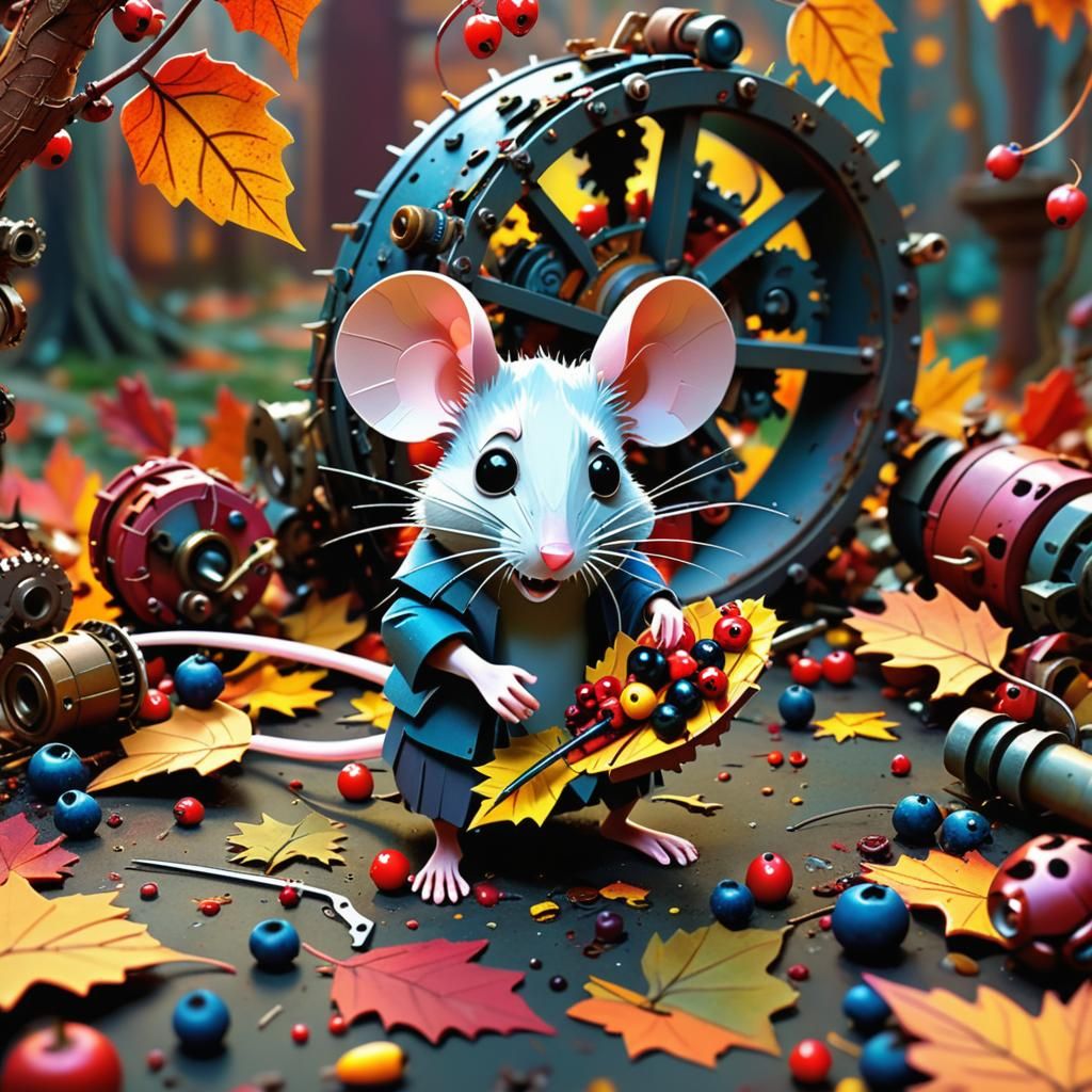 Mouse Critter in Autumnal Mechanical Fantasy World