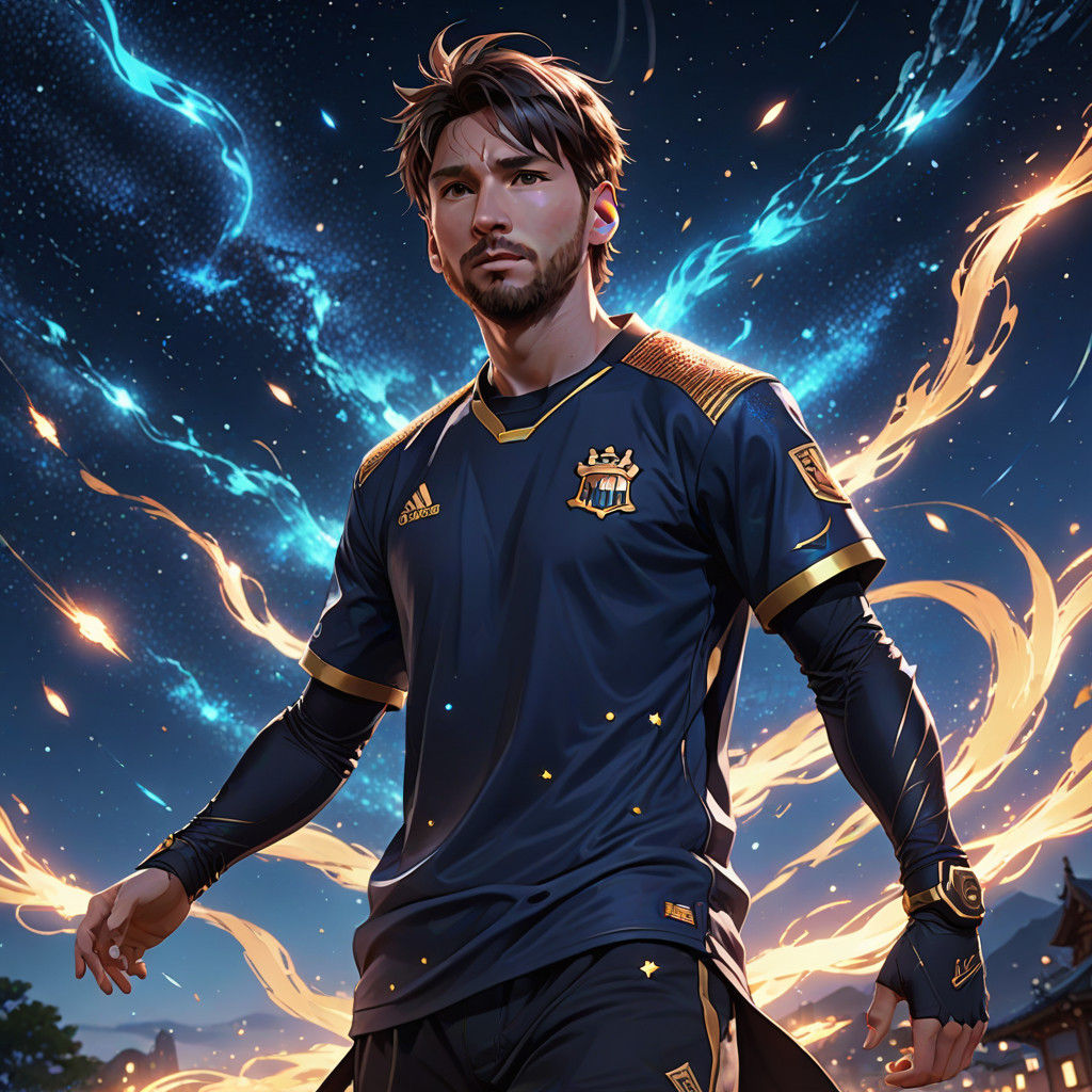 Lionel Messi in Celestial Anime Art Style