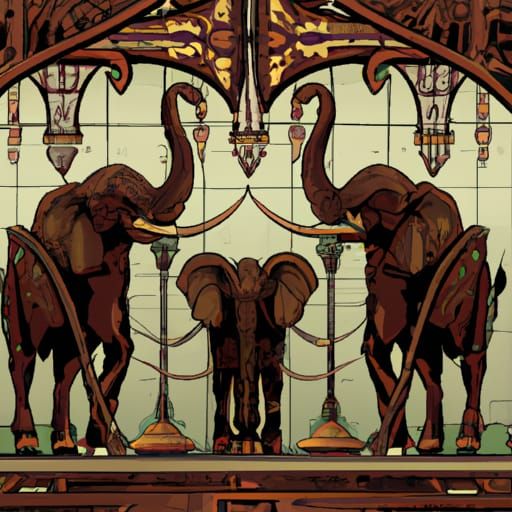 African Elephant in Art Nouveau Rococo Style