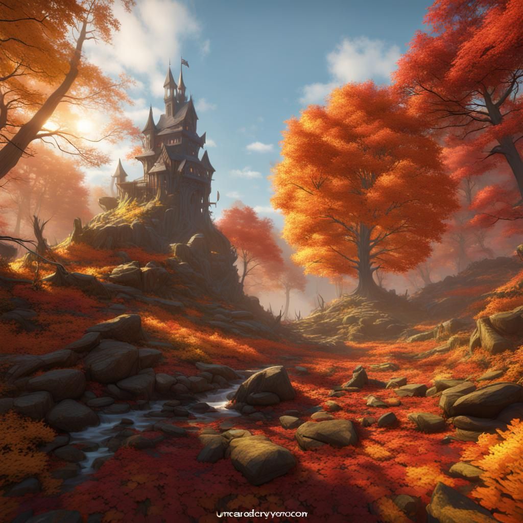 Fantasy Autumn Forest Scene in Unreal Engine 5