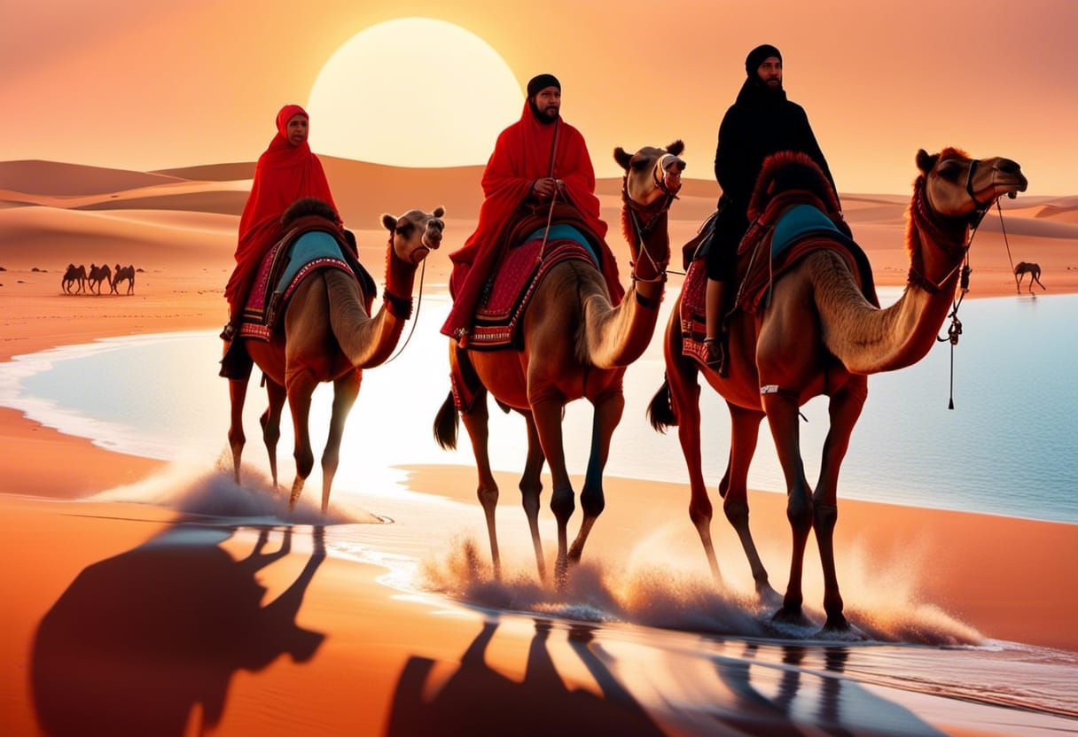 Desert meets ocean at Dakhla. Nomads try the North Atlantic ocean at sunset