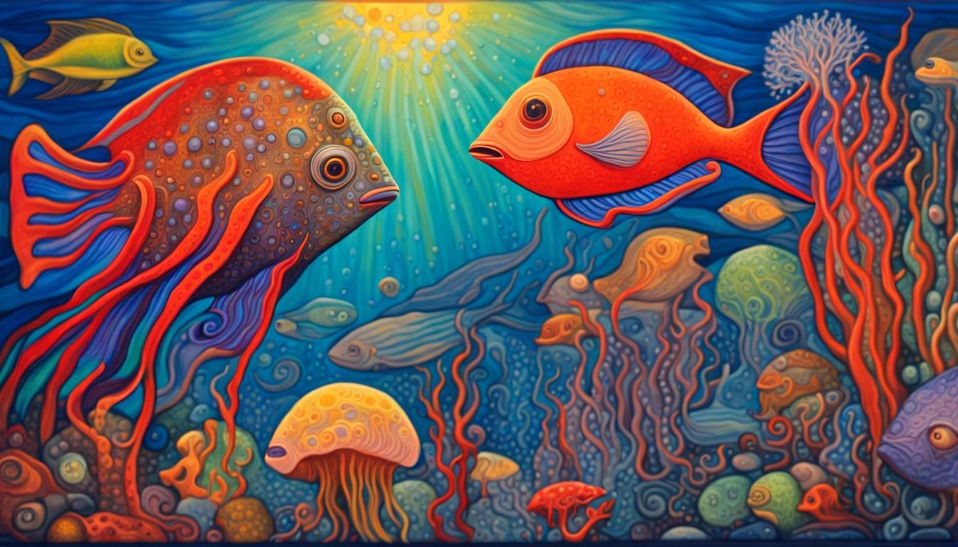 Underwater World Inspired by Hundertwasser's Oil Paintings