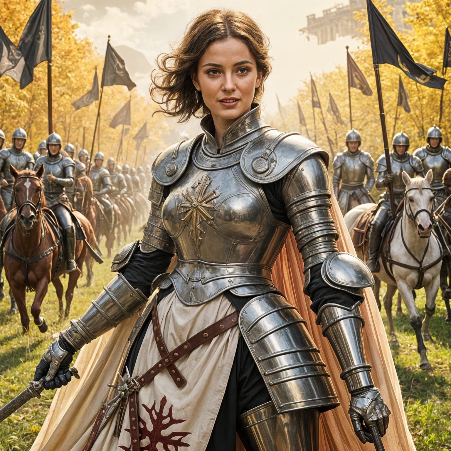 Whimsical Joan of Arc in Shining Armor, Soft Focus Orleans B...