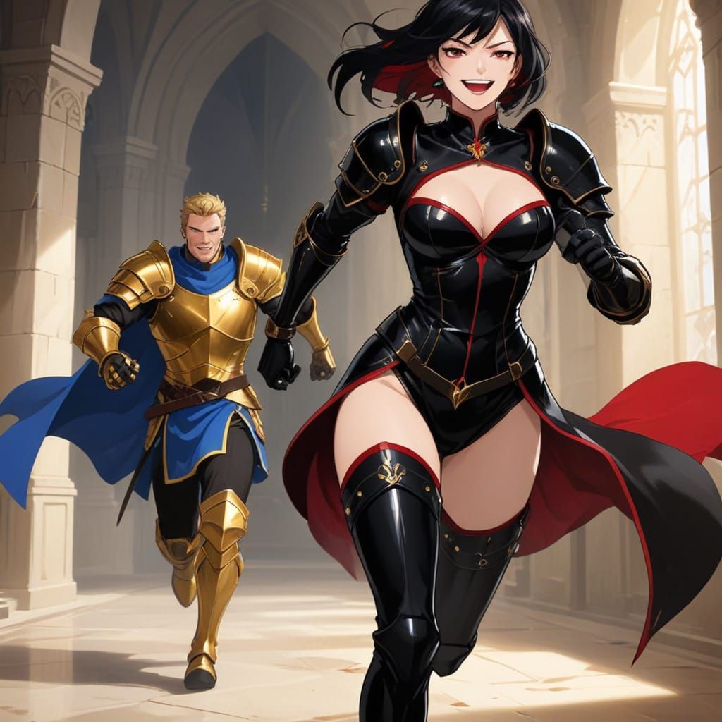 Femme Fatale Teases Paladin in Anime Castle Chase