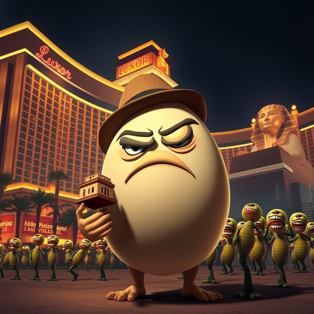 Angry Egg at Las Vegas Luxor, Giraud Illustration