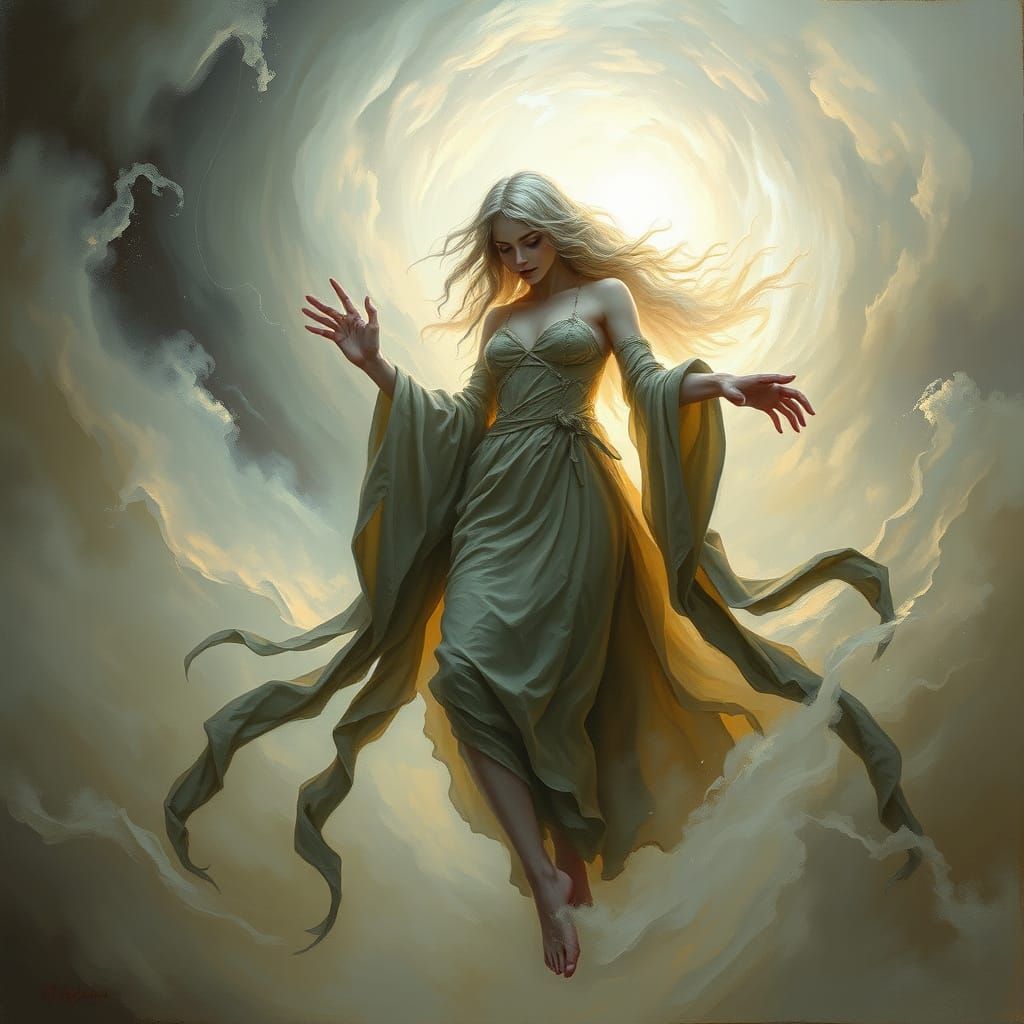 Ethereal Ghost Emerges from Swirling Mist