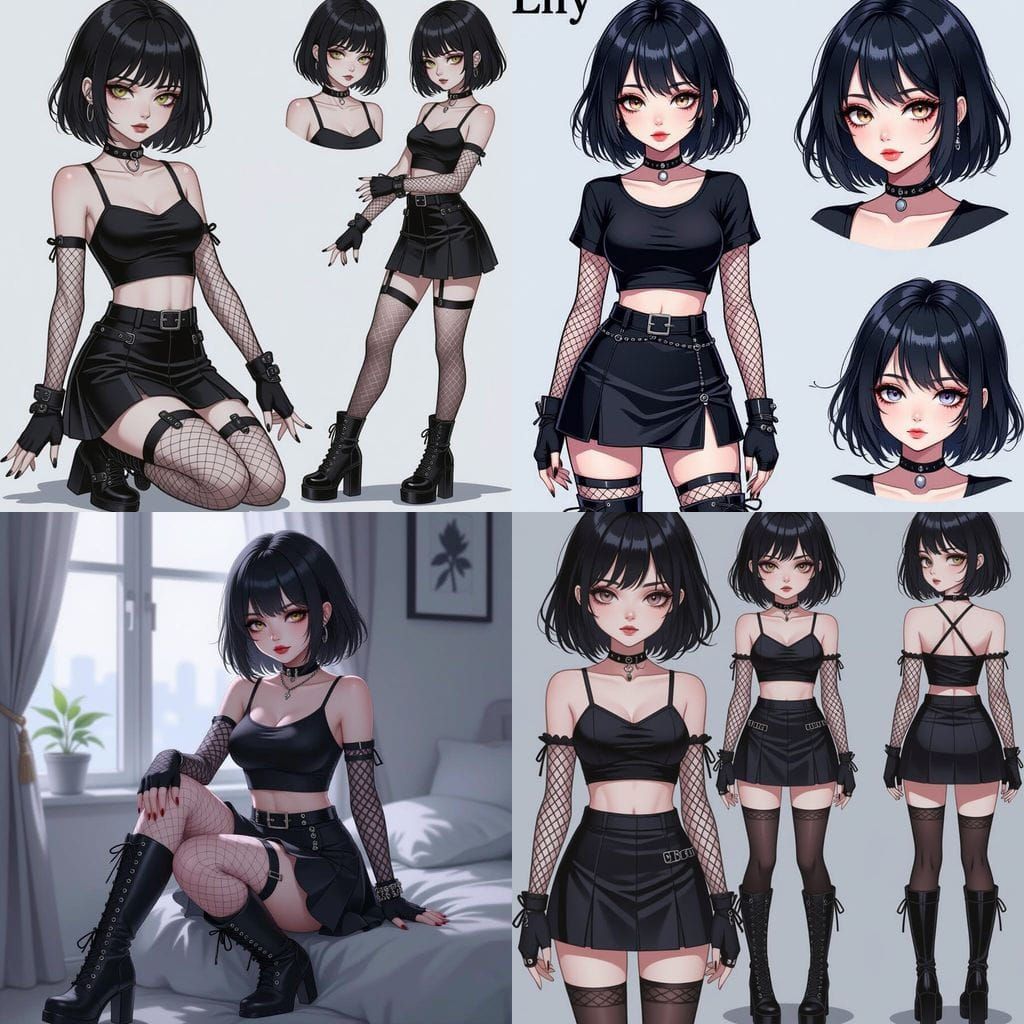 Cute Goth E-Girl Character Concept Art