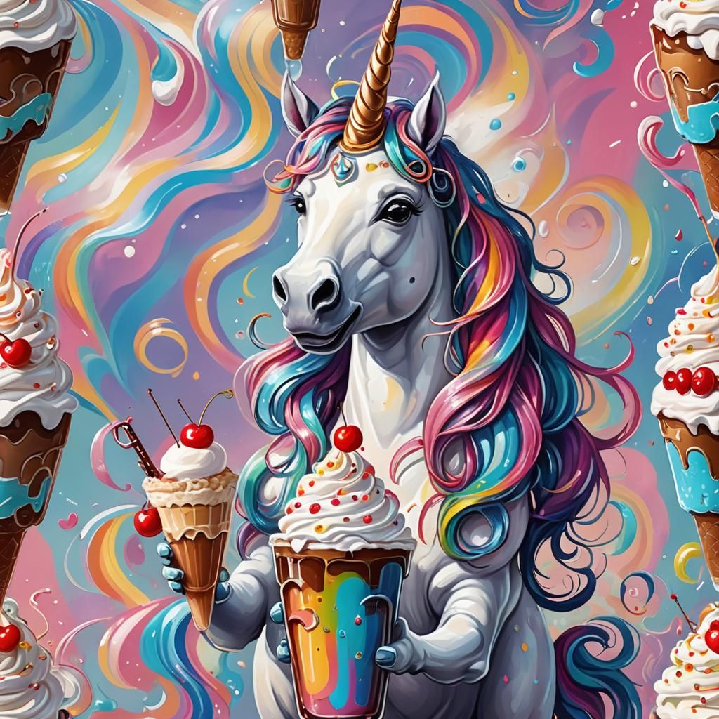 Unicorn Princess with Root Beer Float: Digital Painting