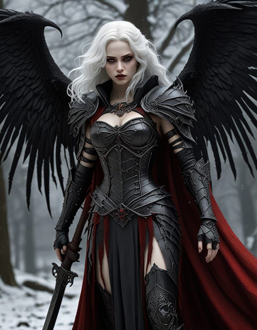 Gothic Angel of Death Attacks with Scythe in Forsaken Gravey...