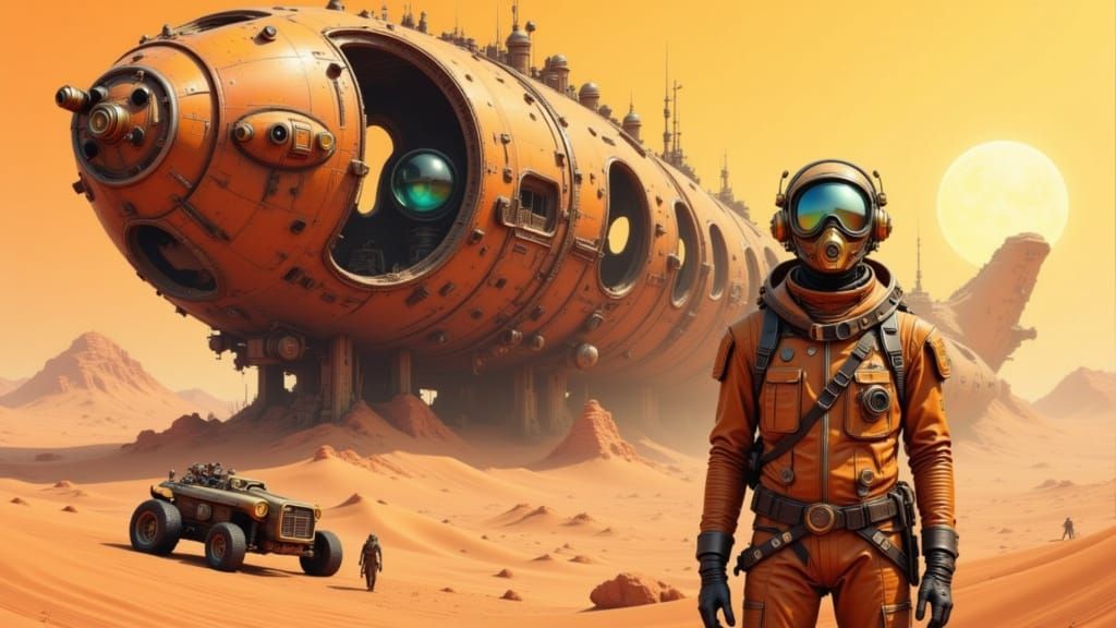 Steampunk Astronaut Finds Ancient Spaceship Wreck