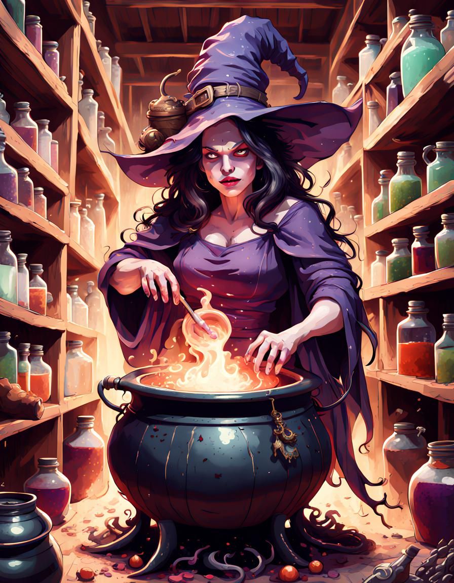 "Enchanting Potions: The Bewitching Witch's Cauldron"