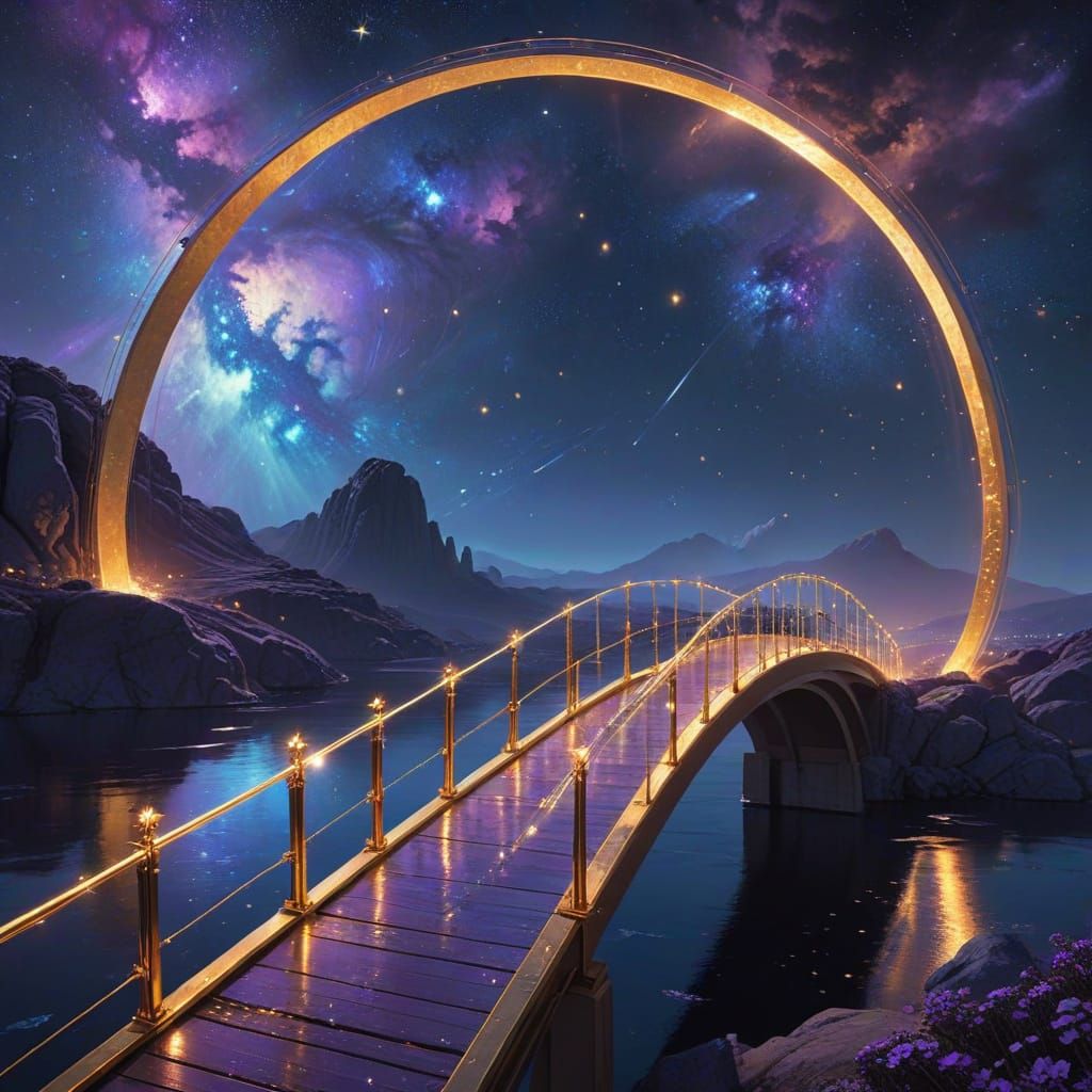 Golden Cosmic Bridge Connects Distant Galaxies in Hyperreali...