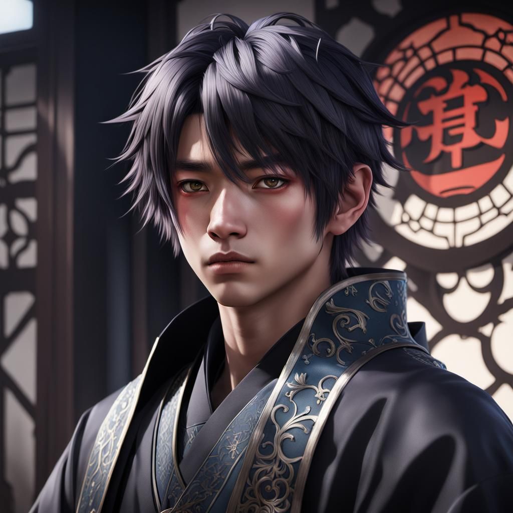 Gothic Japanese Teen Portrait in Hyperrealistic Style