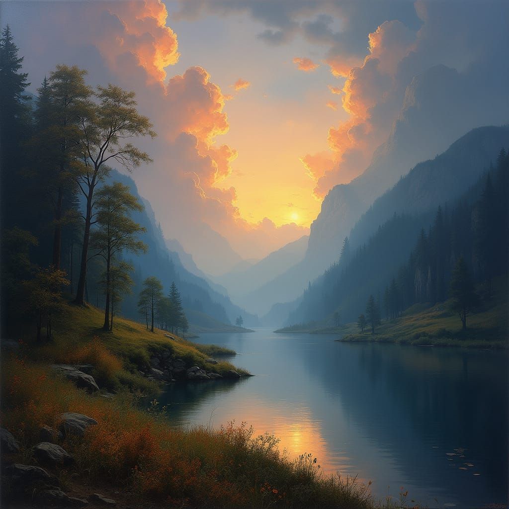 Mystical Landscape in Hudson River School Style