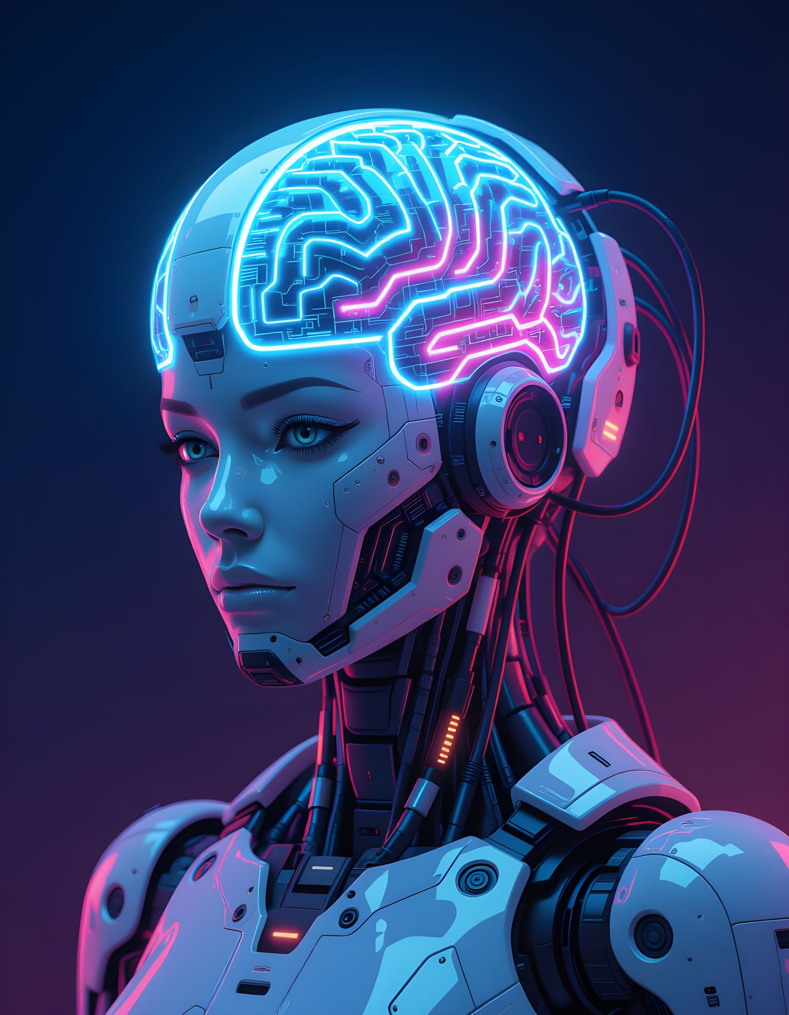 Glowing AI Brain Hologram Concept