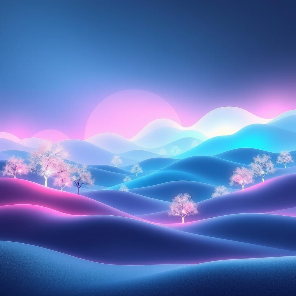 Surreal Landscape Illuminated by Glowing Lines