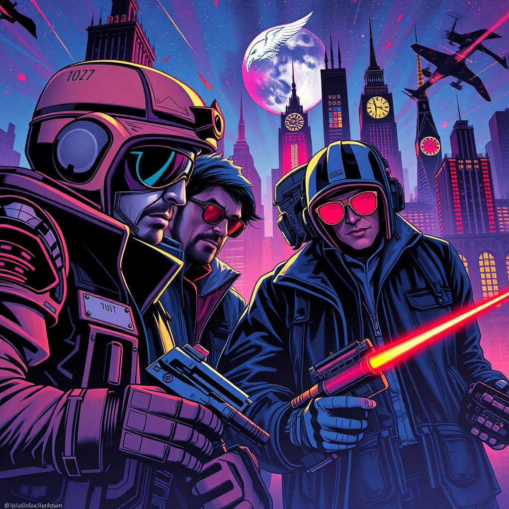 Cyberpunk Magnificent Seven Comic Book Art