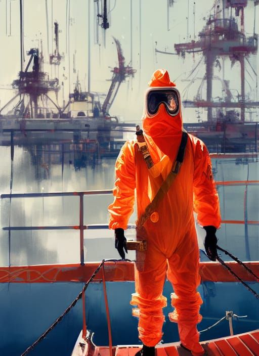 Hazmat Suit Portrait: Digital Art Masterpiece