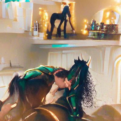 Humanoid Figure with Horse: AI-Generated Image