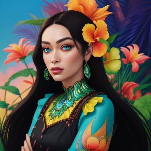 Dragon Peacock Woman in Candy Art Style