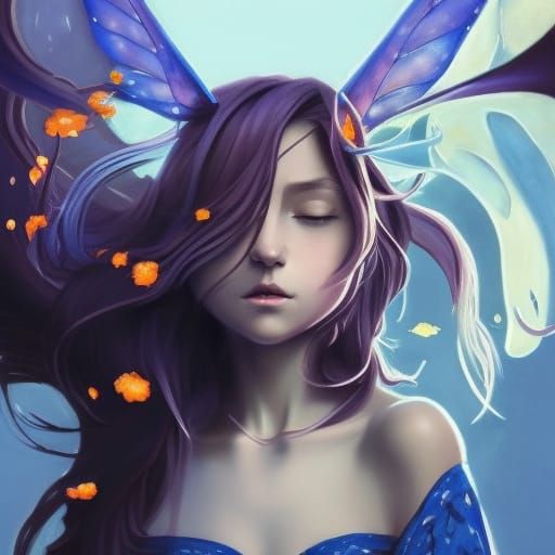 Magic Star Fairy Portrait in Neo-Impressionist Style