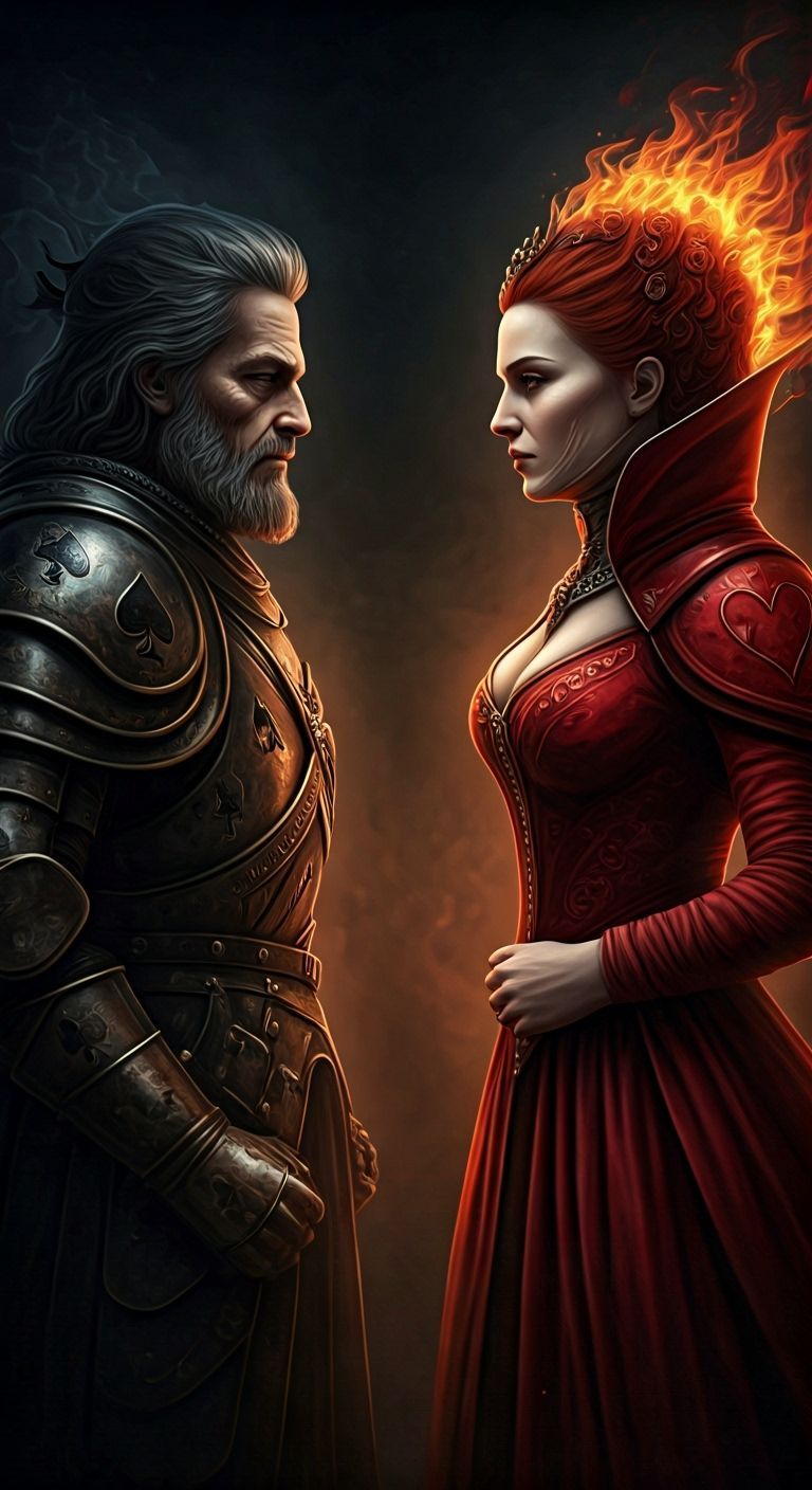 Playing Card Royals Face Off in Dark Fantasy Void