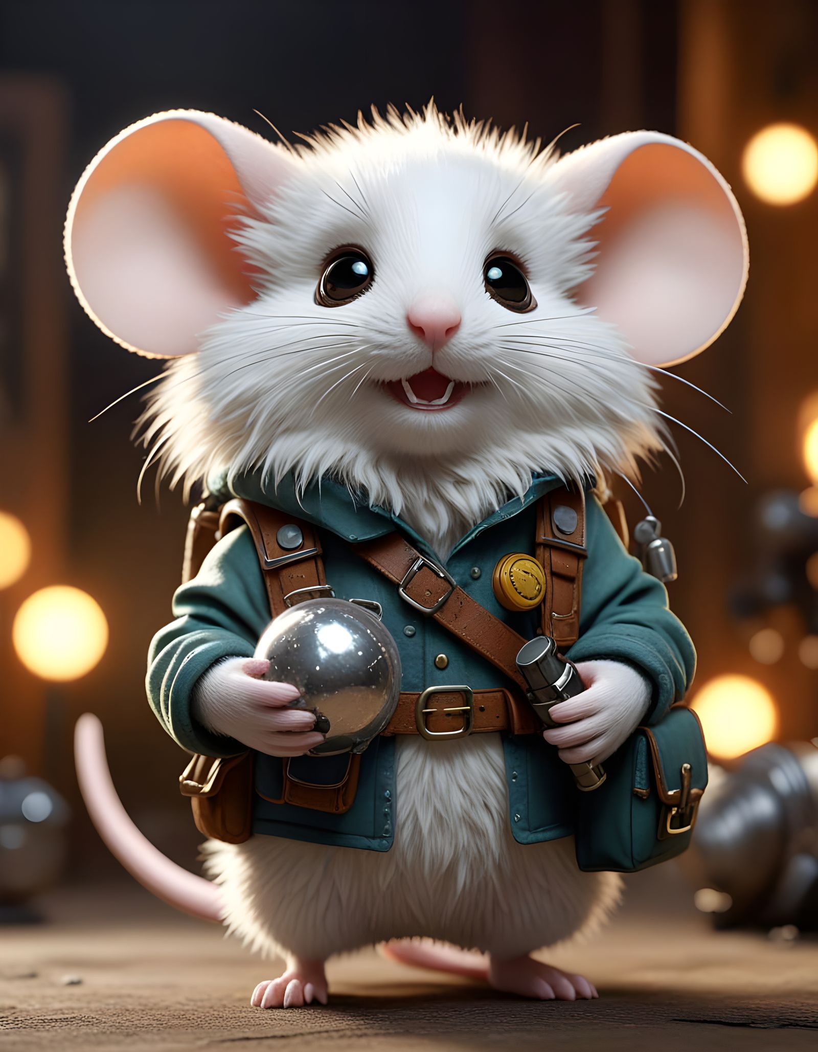Vibrant Anthro-Furry Mouse Artificer in Epic Fantasy Masterp...