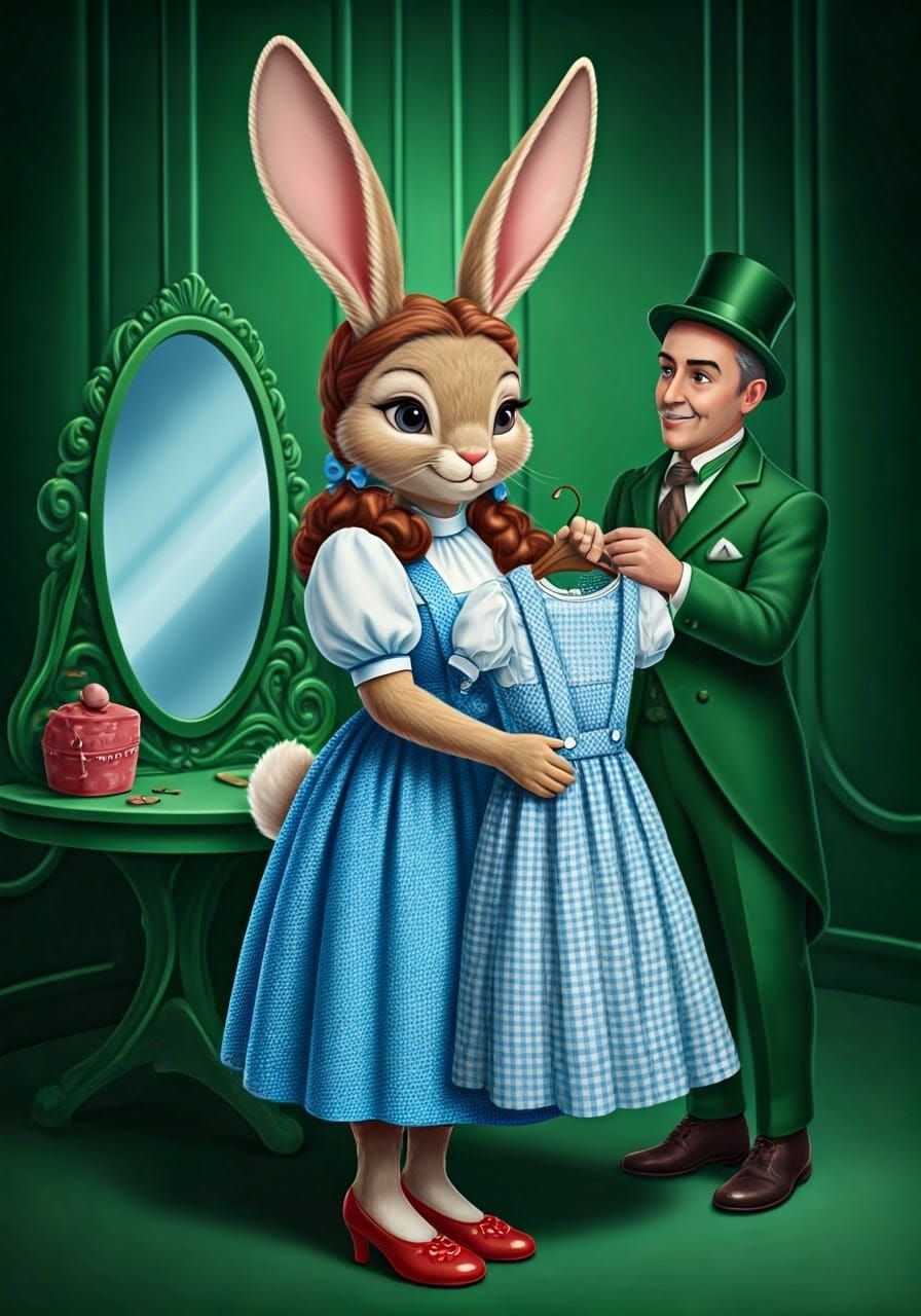 Dorothy in Emerald City Tailor as a Cyberpunk-Inspired Artwo...