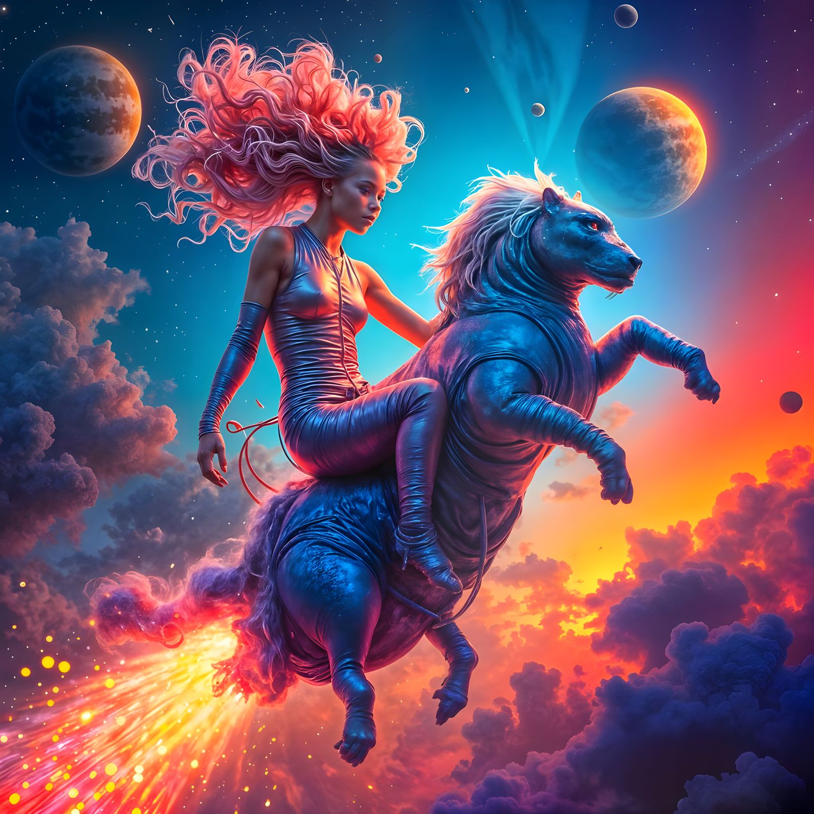 Groovy Cosmic Train in Funky Nonsense Style