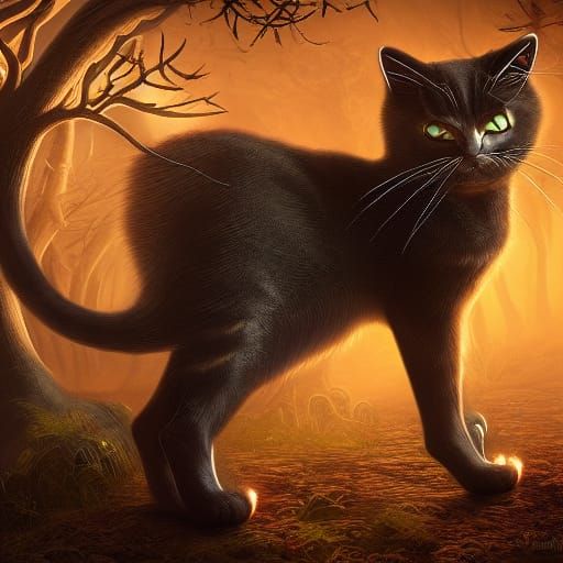 Halloween Cat: Detailed Fantasy Concept Art