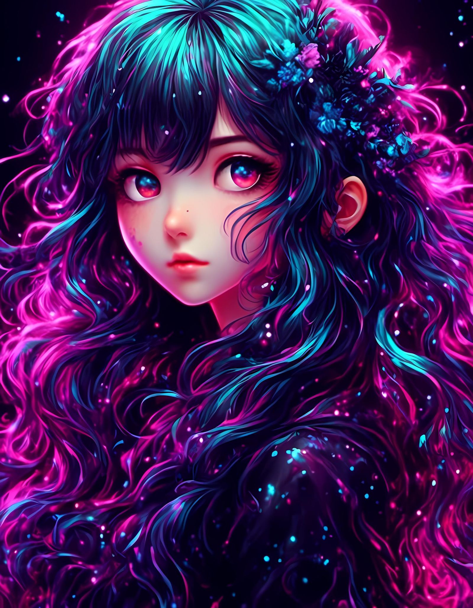 Cute Anime Girl Poster in Speed Painting Style