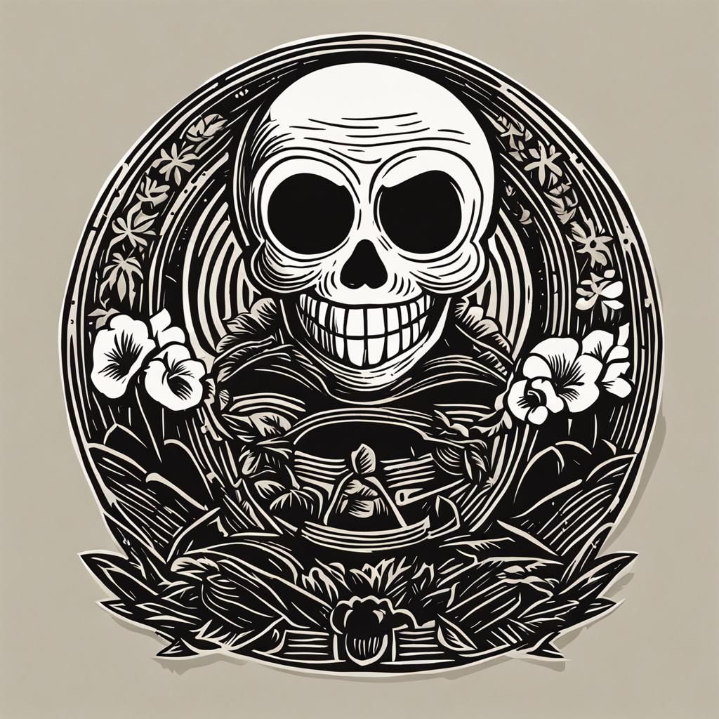 Sans Illustration in Linocut Style