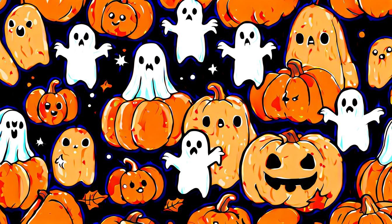 Kawaii Chibi Ghosties Painting for Spooky Season