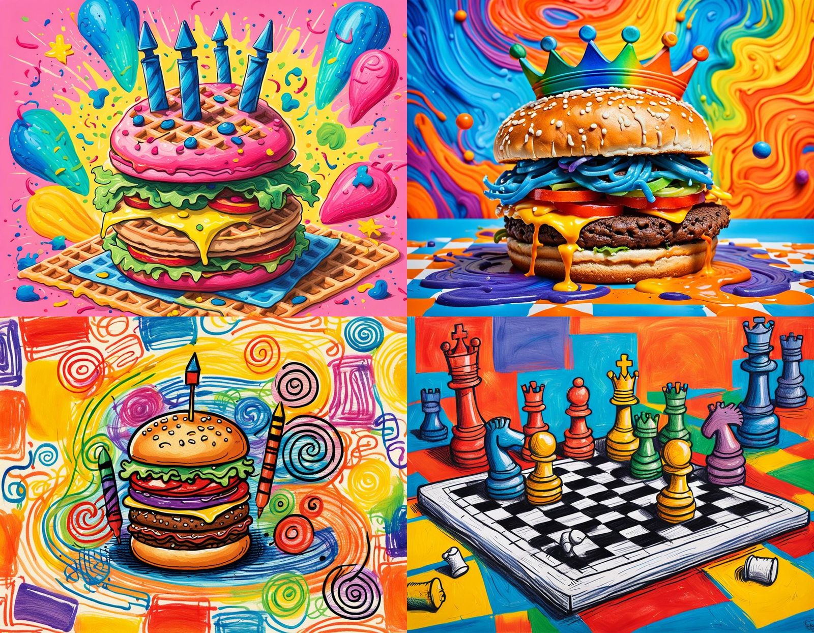 Vibrant Childhood Imagination of a Colorful Chessburger