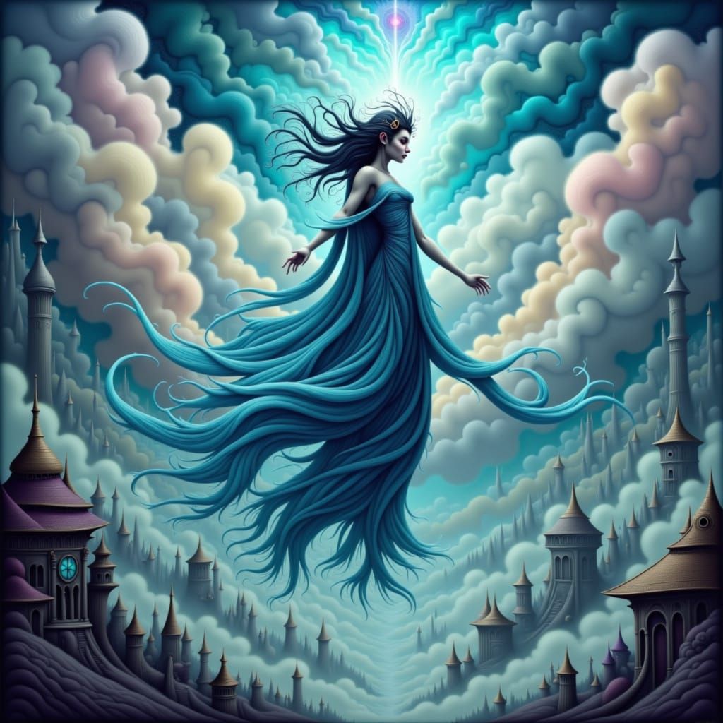 Air Elemental Soaring Through Stormy Skies