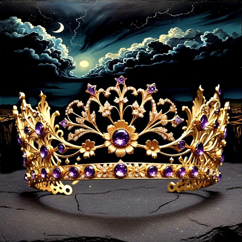 Surrealist Majesty in Midnight Elegance