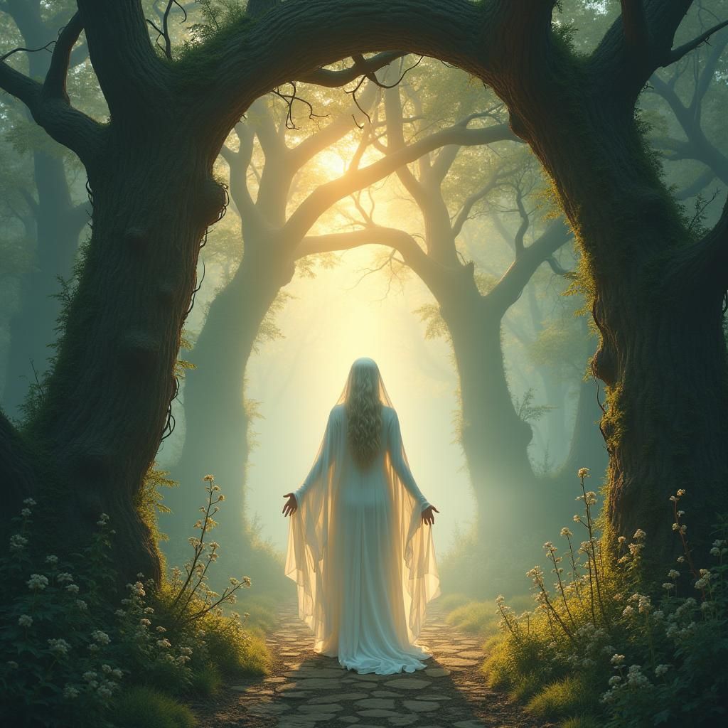 Ethereal Fae Maiden in Mystical Forest