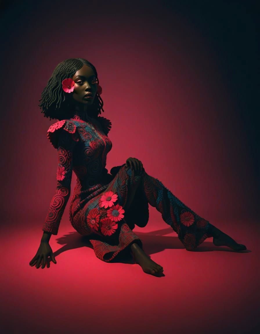 Black Girl Portrait with Psychedelic, Eldritch Elements