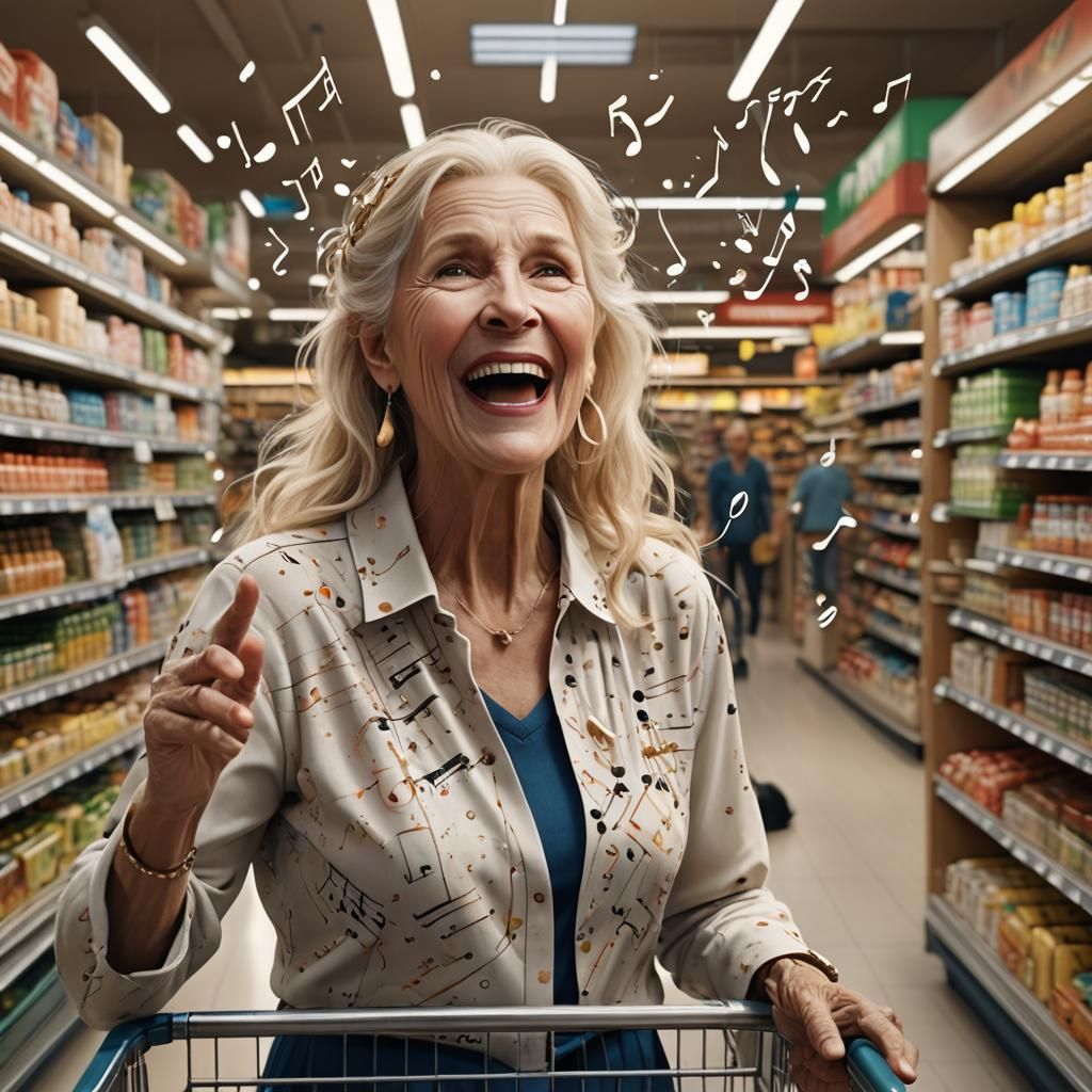 Elderly Woman's Song: A Fantastical Digital Painting