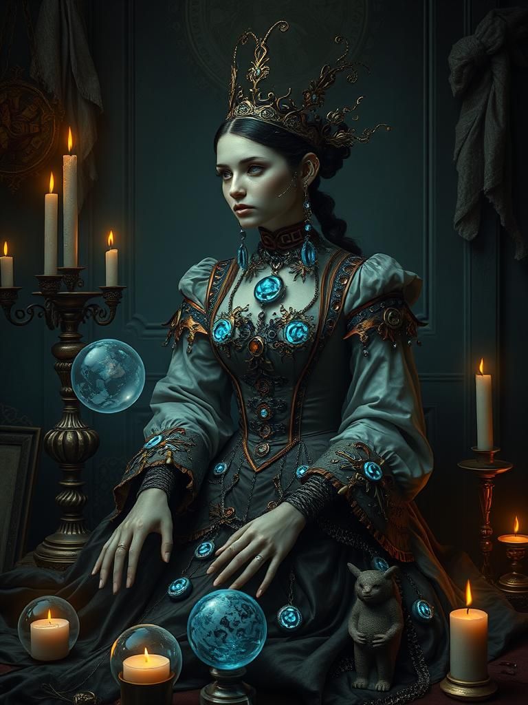 AI Personified in Victorian Style, Evoking Melancholia