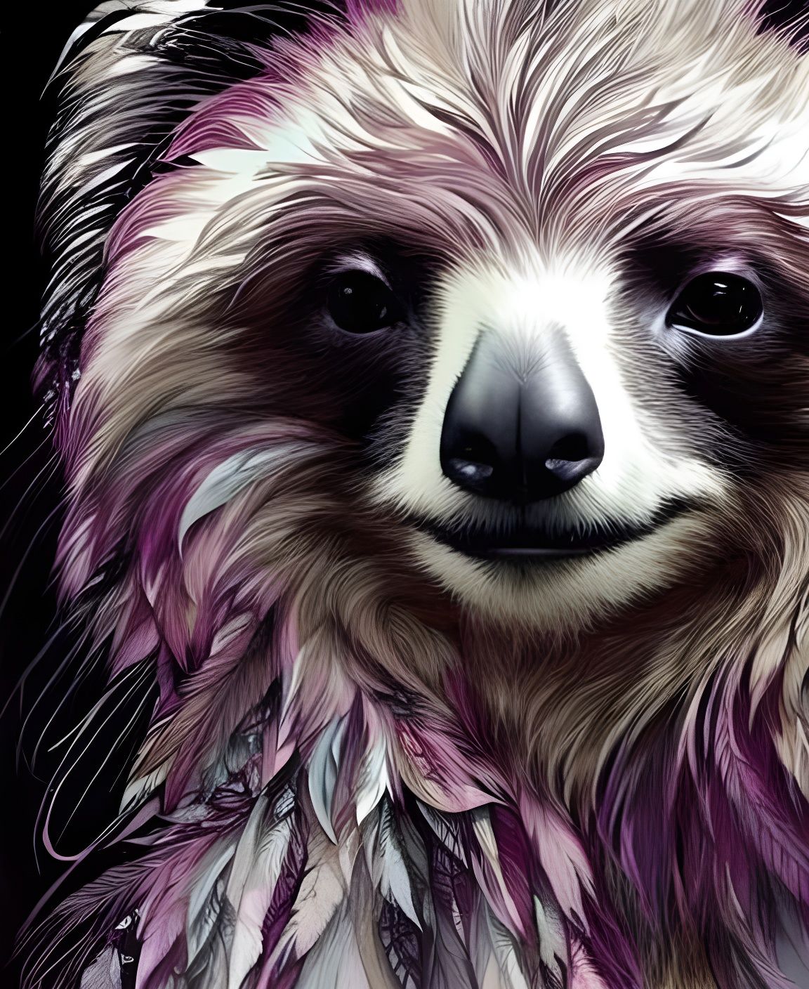 Fluffy Sloth Portrait with Intricate Details